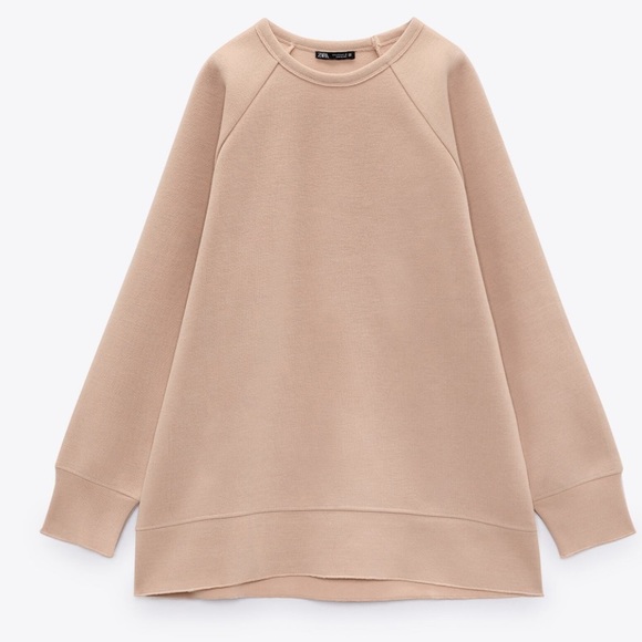 ZARA OVERSIZED TEXTURED PULLOVER SWEATSHIRT - Picture 1 of 11